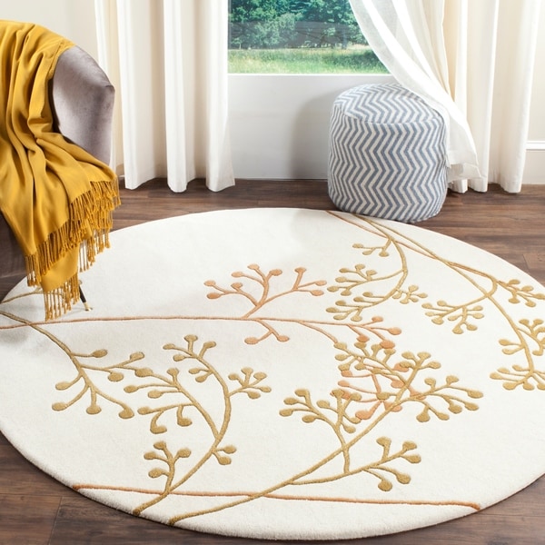 Shop Safavieh Handmade Vine Ivory/ Orange New Zealand Wool Round Rug