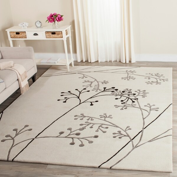 Safavieh Handmade Vine Ivory/ Grey New Zealand Wool Rug - 8'3 x 11'