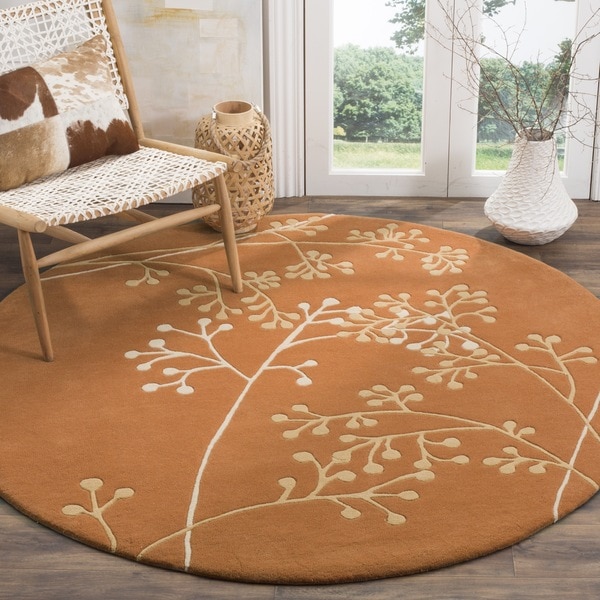 Safavieh Handmade Vine Rust New Zealand Wool Area Rug (6' Round) - 2'6" x 12'