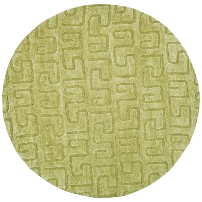 Handmade Puzzles Green New Zealand Wool Rug (26 X 12)