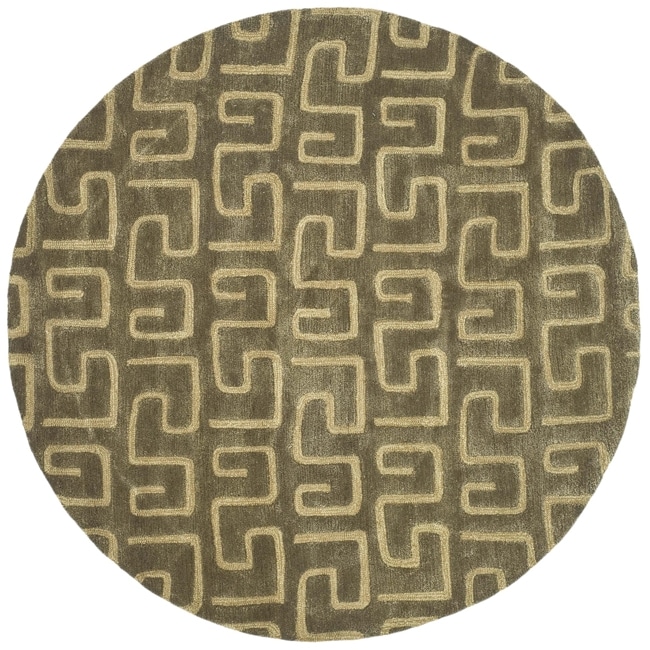 Handmade Puzzles Brown/ Gold New Zealand Wool Rug (6 Round)