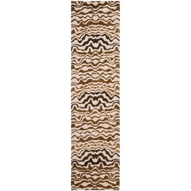 Handmade Tribal Beige New Zealand Wool Runner Rug (26 X 12)