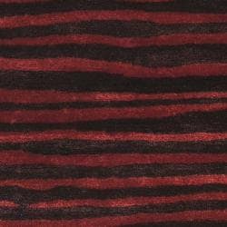 Handmade Stripes Plum New Zealand Wool Rug (5'x 8') Safavieh 5x8   6x9 Rugs