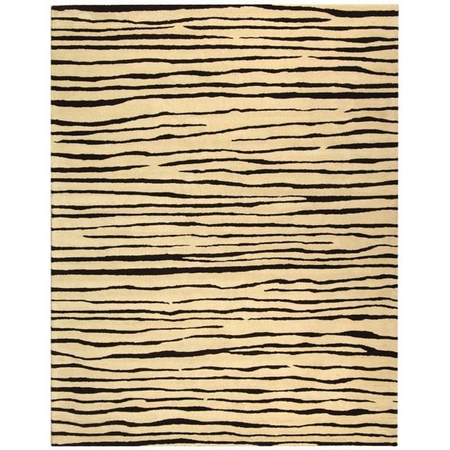 Safavieh Handmade Stripes Ivory New Zealand Wool Rug - 5' x 8'