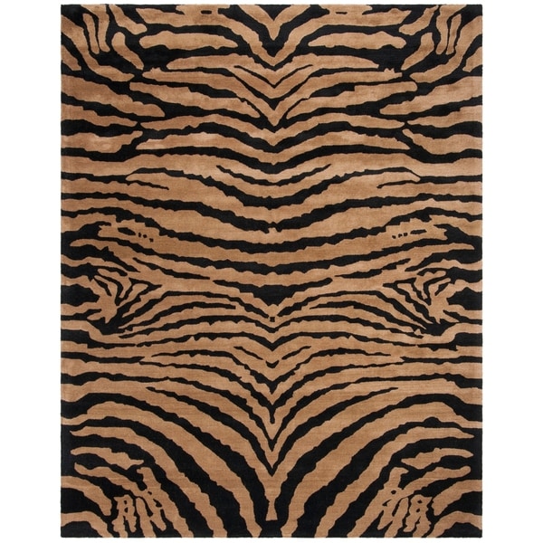 Shop Safavieh Handmade Tiger Brown/ Black New Zealand Wool Rug - 7'6" x