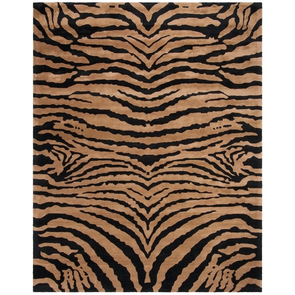 Safavieh Handmade Tiger Brown/ Black New Zealand Wool Rug - 8'3" x 11'