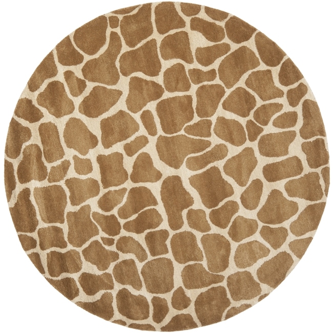 Handmade Giraffe Beige New Zealand Wool Rug (26 X 12)