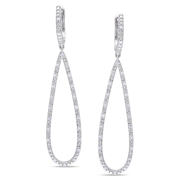 Miadora Sterling Silver 1/4ct TDW Diamond Dangle Earrings (H-I, I2-I3 ...