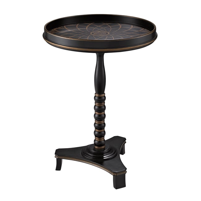 Shop Hand-Painted Black Finish Round Wooden Accent Table - Free ...