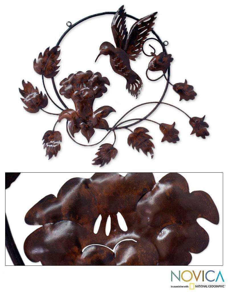 Handmade Iron 'Hummingbird Fiesta' Wall Sculpture (Mexico)
