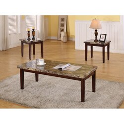 Dark Faux Marble 3-piece Coffee Table Set