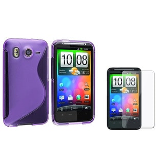 Purple S Shape TPU Case/ LCD Protector for HTC Desire HD/ Inspire 4G BasAcc Cases & Holders