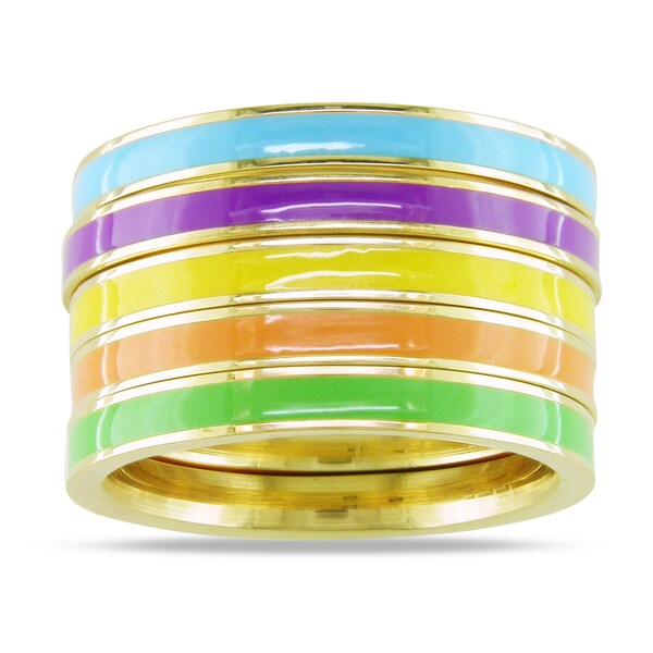 by Miadora Five Piece Set of Multi Colored Enamel Rings   14382118