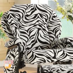 Estrada Zebra Swivel Glider Ottoman and Rocker Chairs