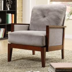 slide 1 of 3, Caney Grey Microfiber Accent Chair