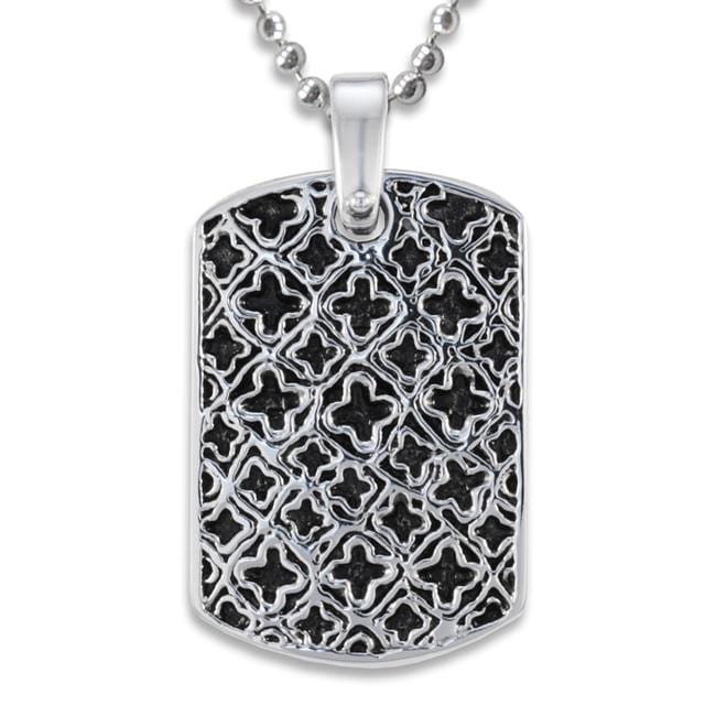 Stainless Steel Medieval Antiqued Dog Tag Necklace