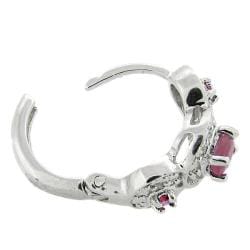 Sterling Silver Ruby and Diamond Accent Hoop Earrings