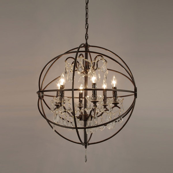 Foucault's Orb Crystal Iron 6-light Chandelier - Free Shipping ... - Foucault's Orb Crystal Iron 6-light Chandelier