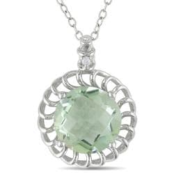 Miadora 10k White Gold Green Amethyst and Diamond Accent Necklace (H I, I2 I3) Miadora Gemstone Necklaces