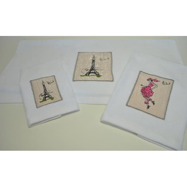 Paris Embroidered Decorative 3-piece Towel Set
