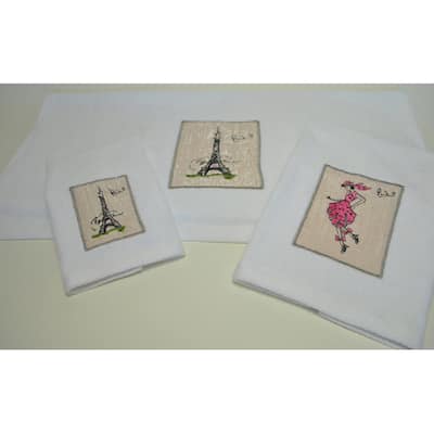Paris Embroidered Decorative 3-piece Towel Set