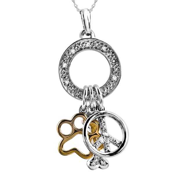 ASPCA Tender Voices Silver Diamond Accent Paw/ Peace Sign Necklace Diamond Necklaces