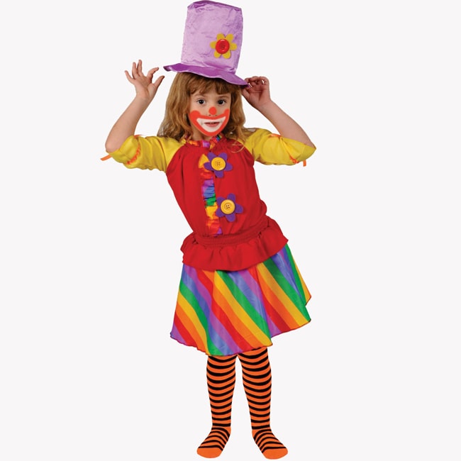 Shop Dress Up America Girl's 'Rainbow Clown' Costume - Red - Free ...