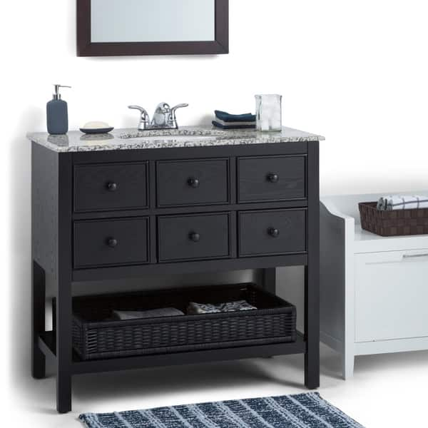 Shop Wyndenhall New Haven 36 Inch Contemporary Bath Vanity In Espresso With Dappled Grey Granite Top Overstock 6910631