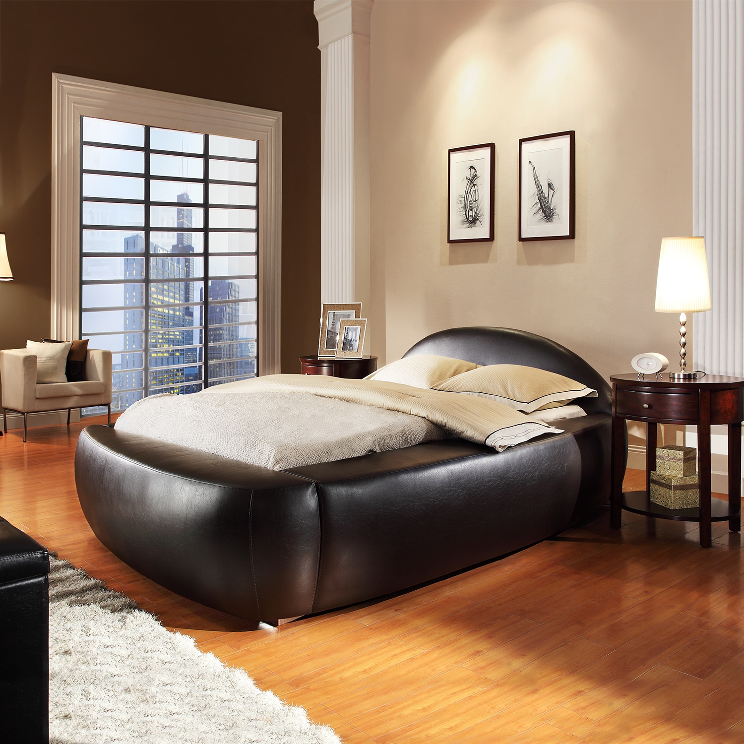 Tribecca Home Yorkshire Black Bonded Leather Modern King size Bed
