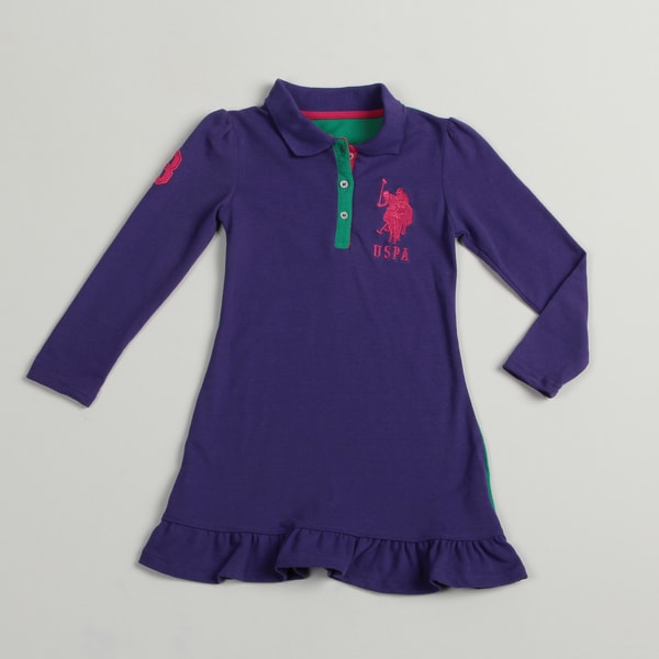 US Polo Girls Purple/ Green Polo Dress US Polo Girls' Dresses