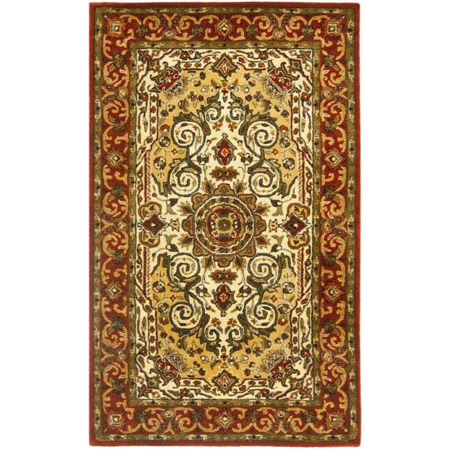 Handmade Persian Legend Traditional Ivory/rust Wool Rug (3 X 5)