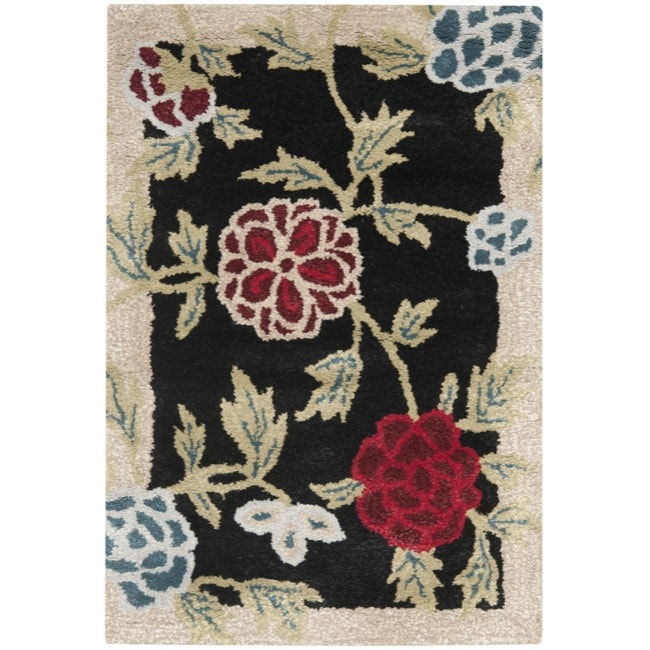 Handmade Gardens Black New Zealand Wool Rug (2 X 3)