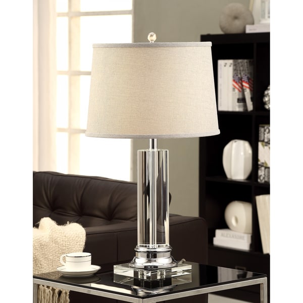 Shop Clay Alder Crystal Column Table Lamp with Grey Shade - Free ...