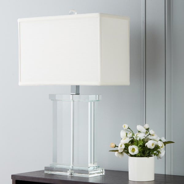 I Love Living Crystal Rectangular White Fabric Shade Chrome-based Contemporary Table Lamp
