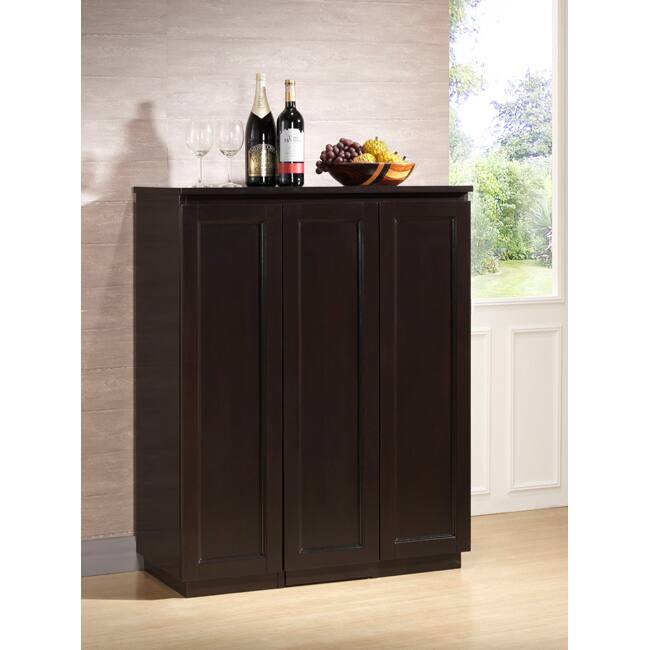 Traditional Dark Brown Wood Wine Cabinet by Baxton Studio