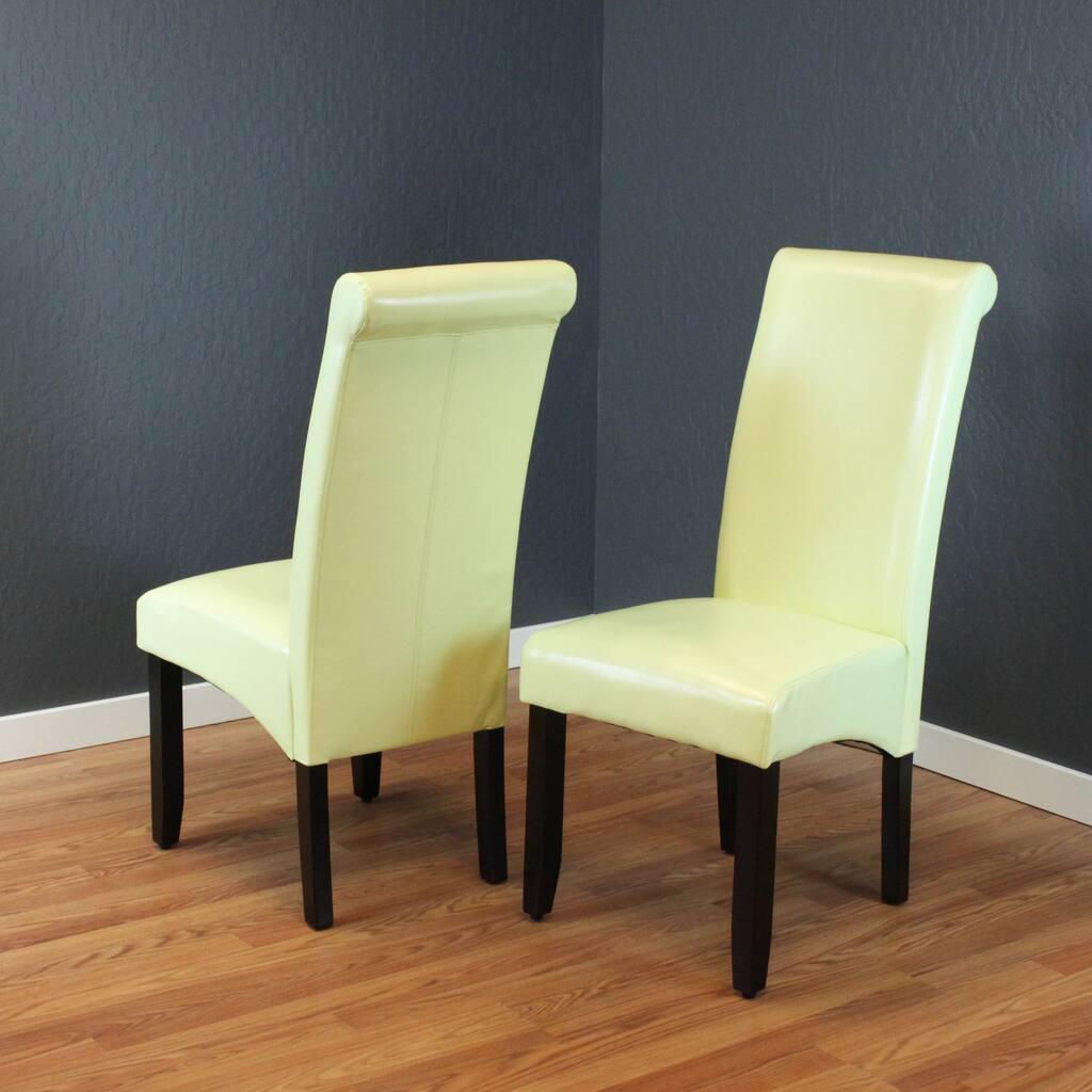 Milan Wax Green Faux Leather Dining Chairs (Set of 2)