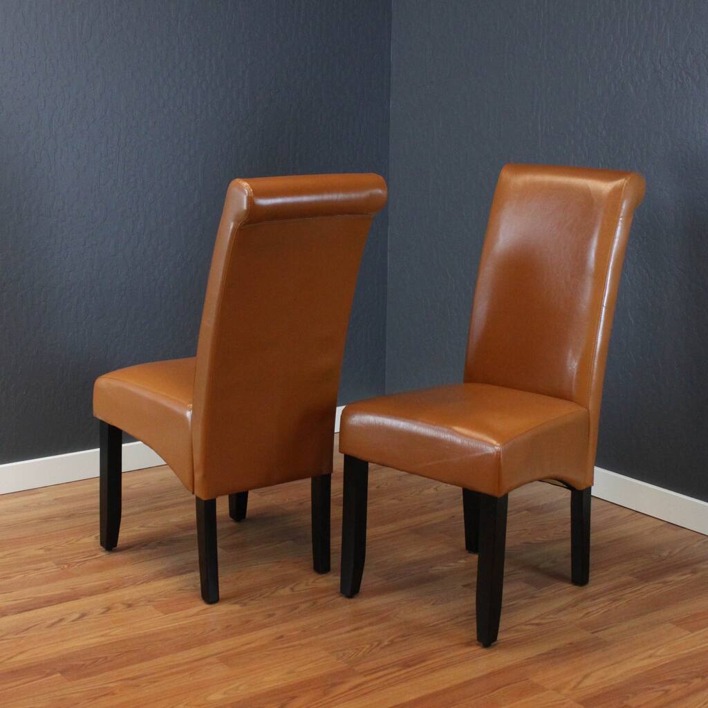 Milan Brown Faux Leather Dining Chairs (Set of 2)