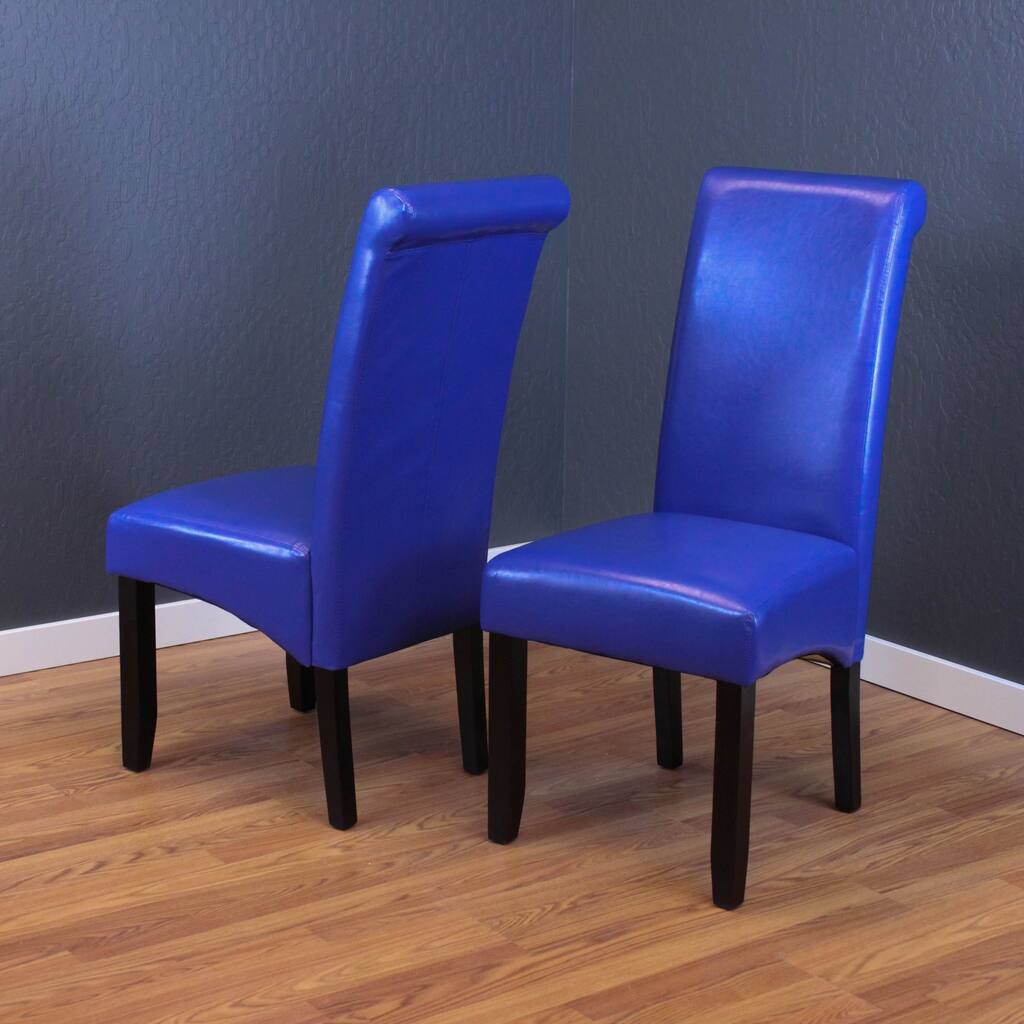 Milan Blue Faux Leather Dining Chairs (Set of 2)