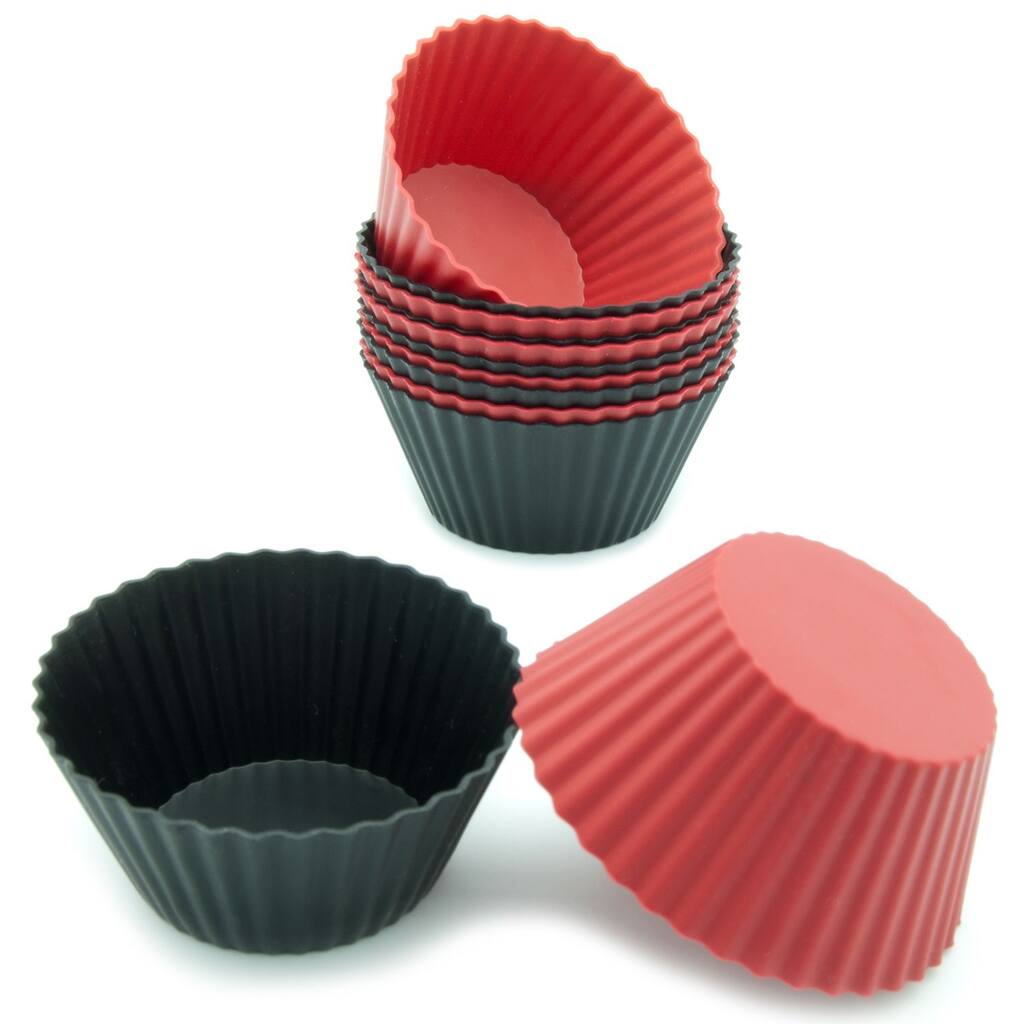 Freshware 12-Pack Small Round Silicone Reusable Baking Cup - Multicolor