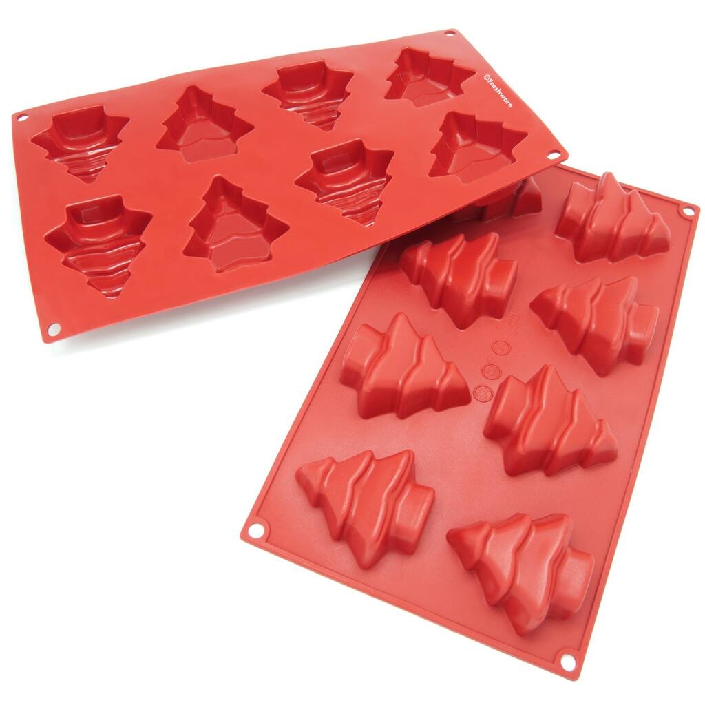 Freshware 8-Cavity Christmas Tree Silicone Mold/ Baking Pan (Pack of 2)