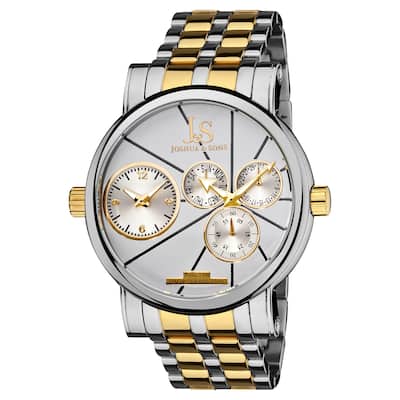 Joshua & Sons Men's Dual-Time Stainless Steel Quartz Two-Tone Watch