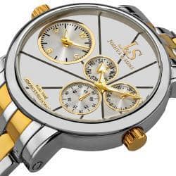 Joshua & Sons Men's Dual-Time Stainless Steel Quartz Two-Tone Watch