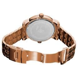 Joshua & Sons Men's Dual-Time Stainless-Steel Rose-Tone Watch