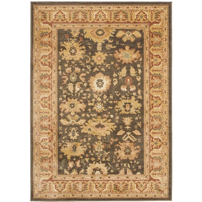 Oushak Brown/rust Oriental pattern Powerloomed Rug (8 X 11)