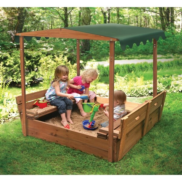 Badger Basket Covered Convertible Cedar Sandbox with Canopy