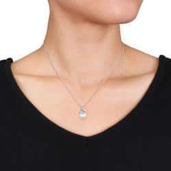 Miadora 14k White Gold South Sea Pearl and 1/10ct TDW Diamond Necklace (G-H, I1-I2)