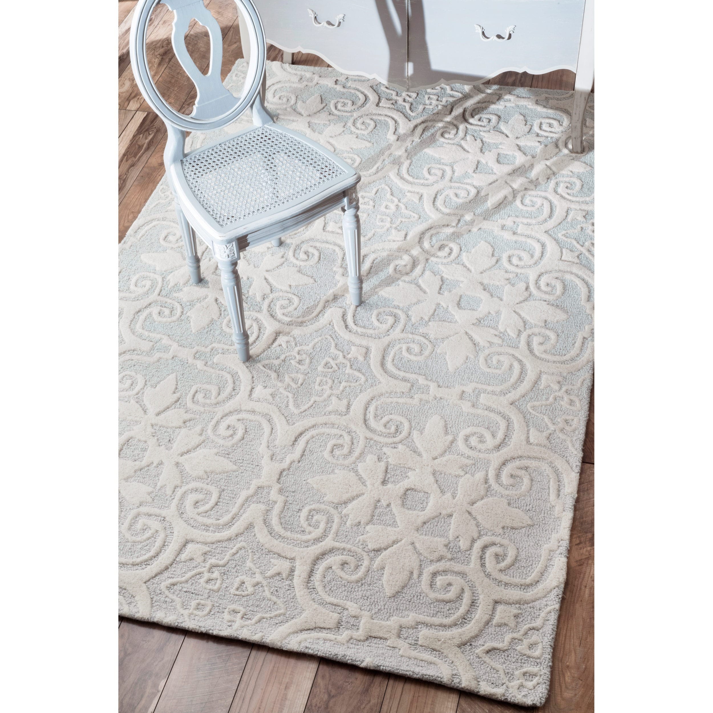 Nuloom Handmade Spanish Tiles Light Blue Wool Rug (5 X 8)