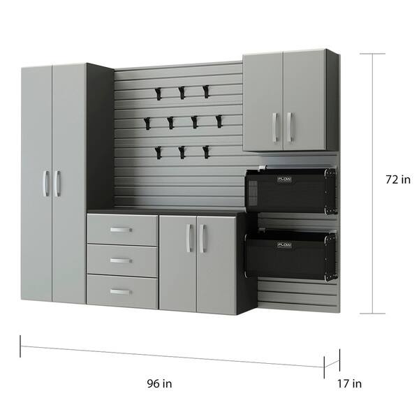 18 Piece Slatwall Panel, Hook, Soft Bin And Large Workstation Storage Set Silver Slat