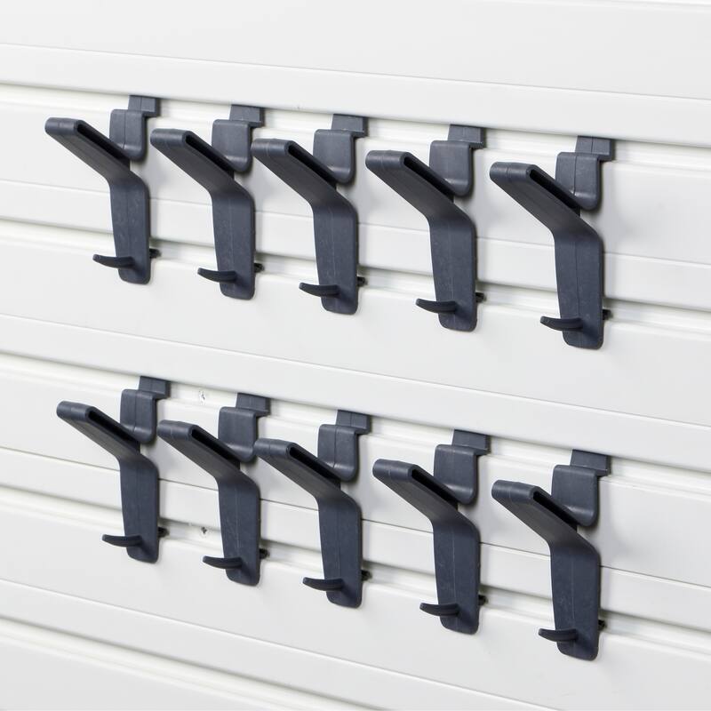18 Piece Slatwall Panel, Cabinet, Hook, Bin And Large Workstation Storage Set - White Slat Wall/White Cabinet