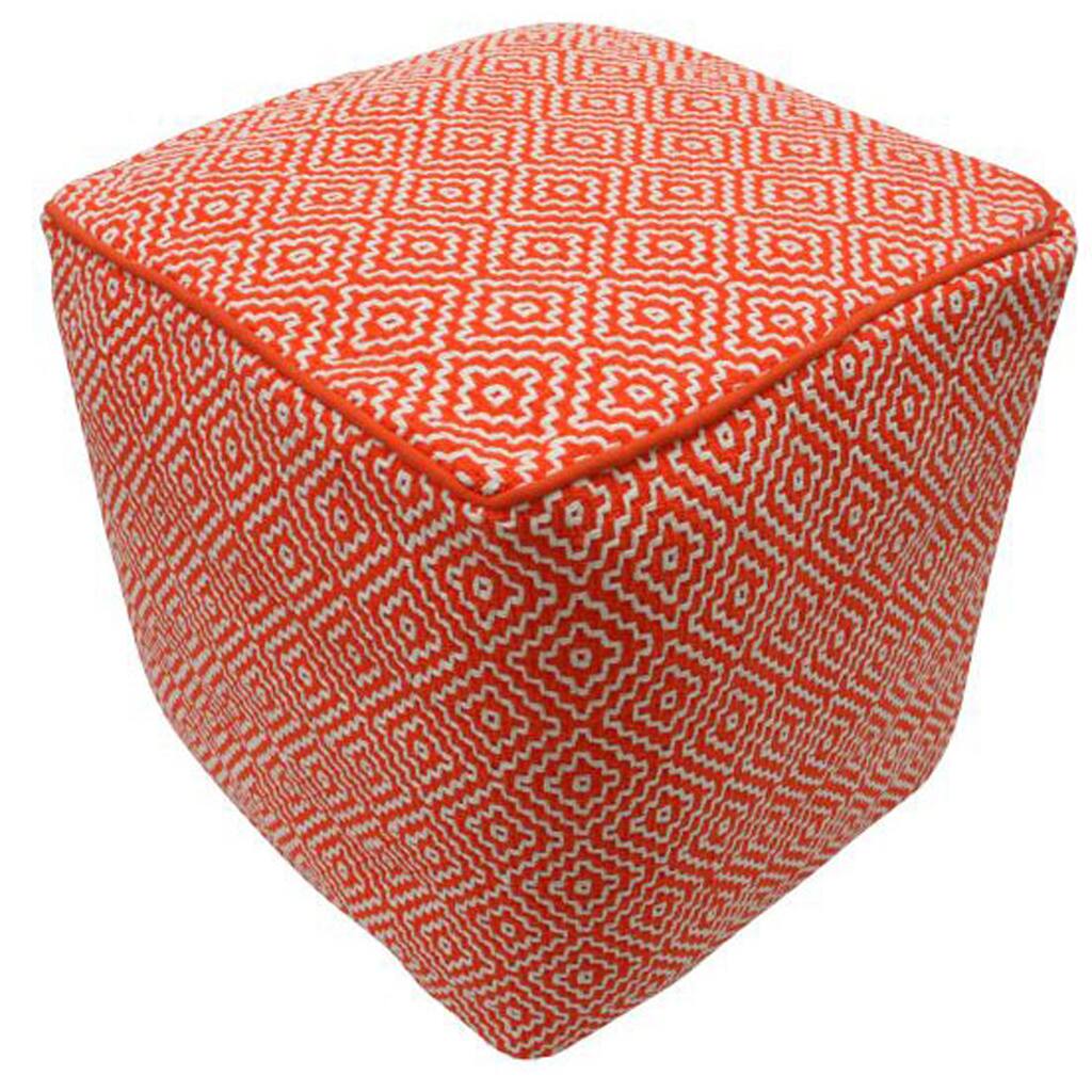 nuLOOM Handmade Casual Living Indian Diamond Orange Cube Pouf